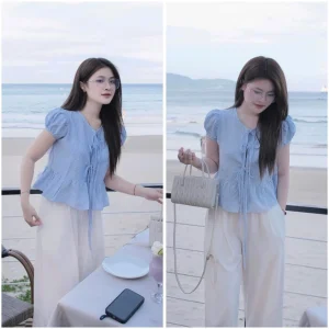 Áo Sơ Mi Kiểu Nữ - Chất Đũi QC Phong Cách Thanh Lịch N1586