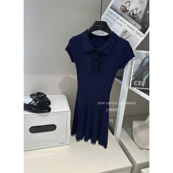 váy body cổ bèo dệt kim màu trơn ntn1508