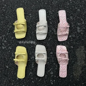 dép lê nữ mũi vuông thiết kế 2 nơ nhiều màu xinh đẹp